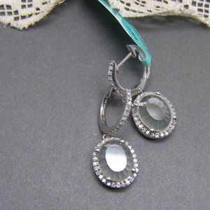 Sterling Silver Clear CZ Demi Hoop Edwardian